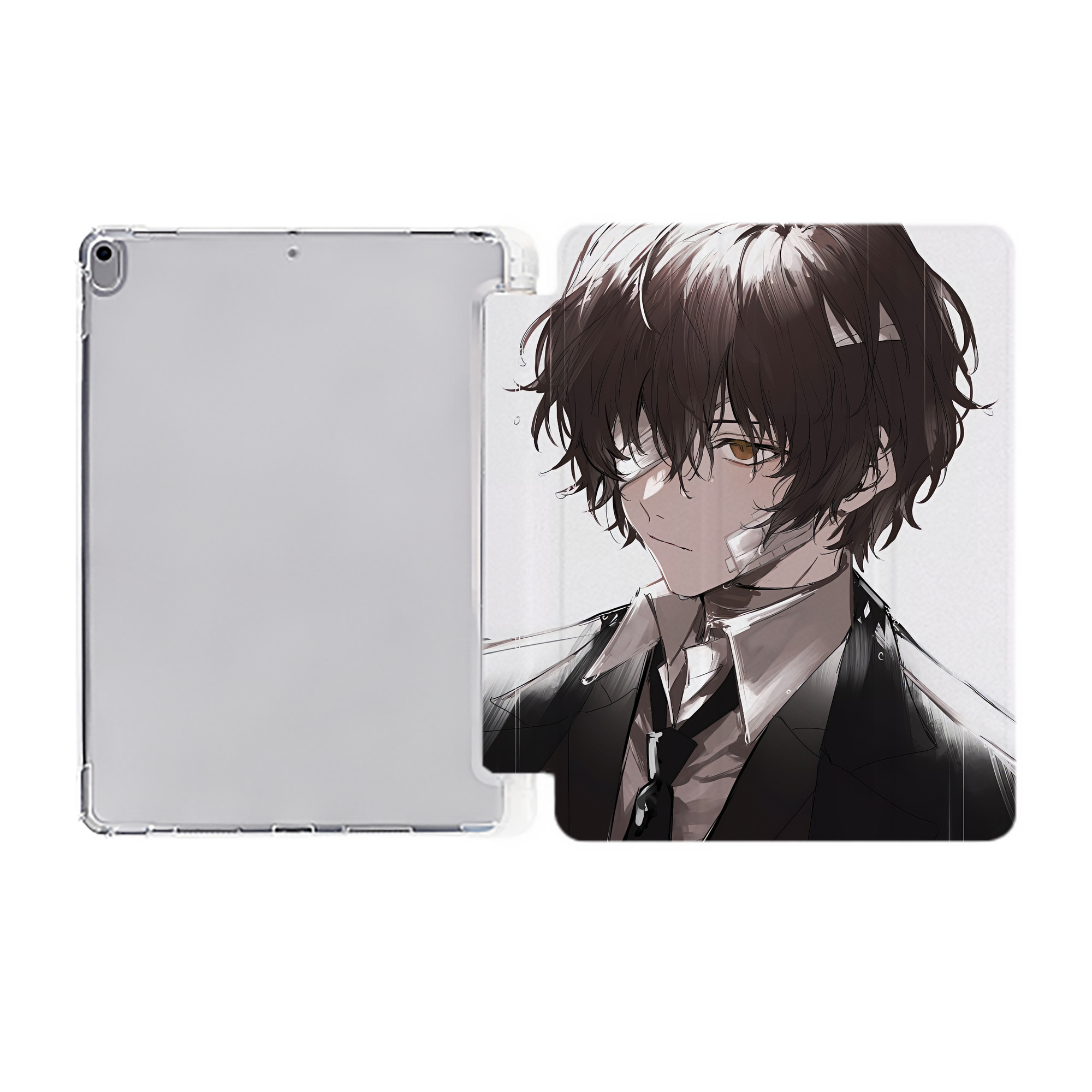 （画像用） 文豪ストレイドッグス Bungo Stray Dogs IPad ケース ペン収納付き 三つ折りスタンド PUレザー×シリコン 対応機種9.5/10.5/10.9インチ